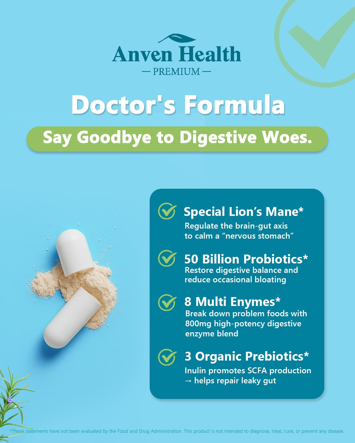 Anven Health 800mg Digestive Enzymes for Men and Women with Probiotics & Prebiotics, 8 Key Enzymes, Protease, Amylase & Lipase | 270 Capsules - A 90-Day Supply - FENGGESTORE20