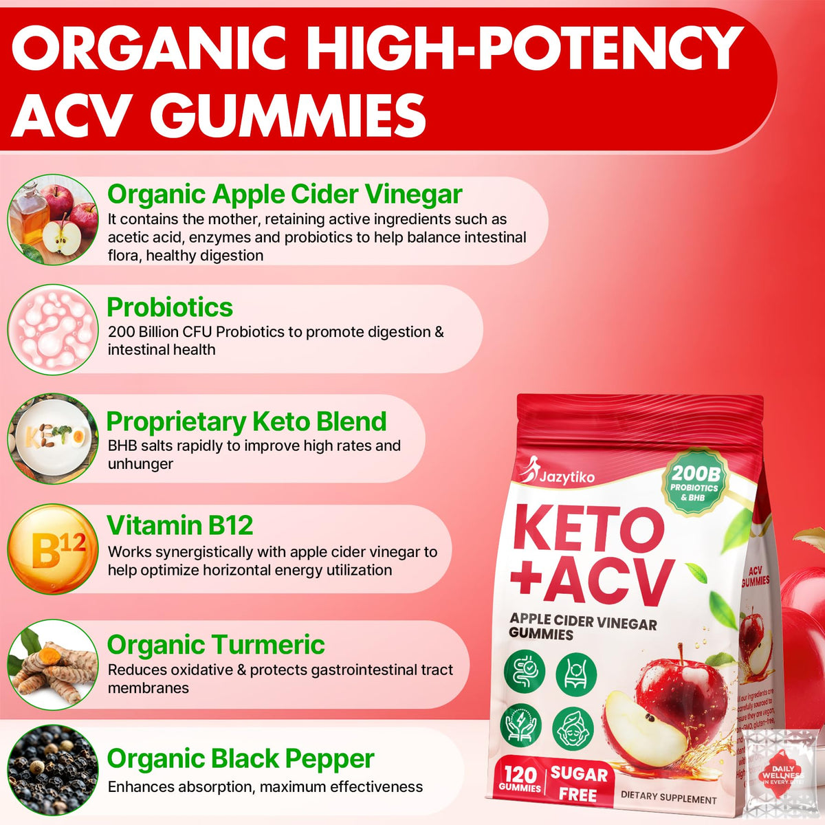 Apple Cider Vinegar Gummies, Advanced ACV Gummy with Probiotics, BHB, B12 and Keto Support - Keto Acv Gummies for Detox, Metabolism, Digestion, - FENGGESTORE20