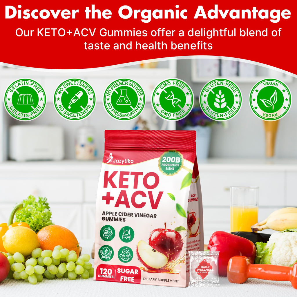 Apple Cider Vinegar Gummies, Advanced ACV Gummy with Probiotics, BHB, B12 and Keto Support - Keto Acv Gummies for Detox, Metabolism, Digestion, - FENGGESTORE20