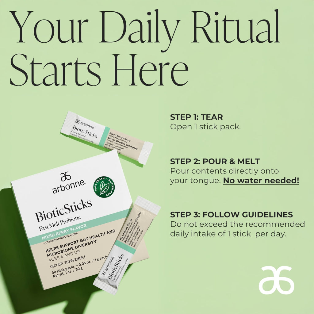Arbonne BioticSticks Fast Melt Probiotic for Gut Health – Probiotics for Women, Men, and Kids – Gut Health Supplement – Vegan, Gluten-Free - FENGGESTORE20