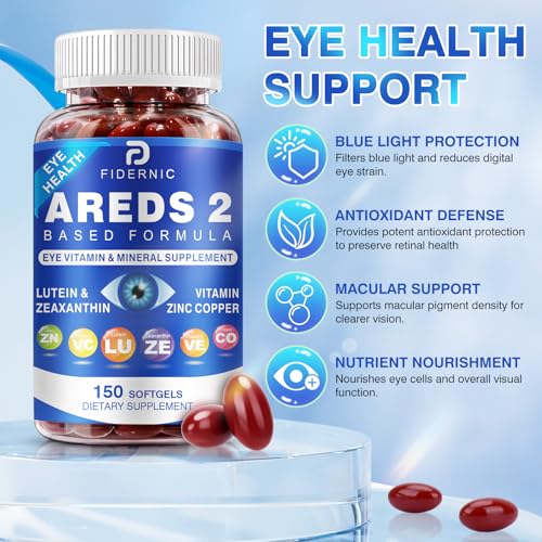 AREDS 2 Eye Vitamin & Mineral Supplement — Lutein and Zeaxanthin Supplement, Vitamin C & E, Zinc & Copper for Blue Light Protection, Eye Health Support - FENGGESTORE20