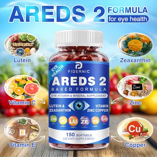 AREDS 2 Eye Vitamin & Mineral Supplement — Lutein and Zeaxanthin Supplement, Vitamin C & E, Zinc & Copper for Blue Light Protection, Eye Health Support - FENGGESTORE20