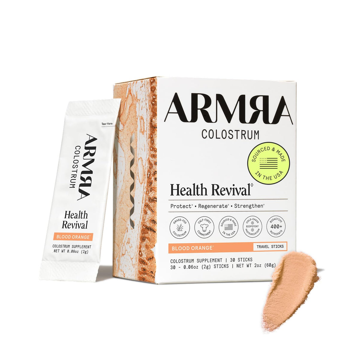 ARMRA Colostrum™ Powder | Blood Orange | Gut Health & Bloating | Skin & Hair | Immunity | Keto, Gluten & Fat-Free | 30 Servings - FENGGESTORE20