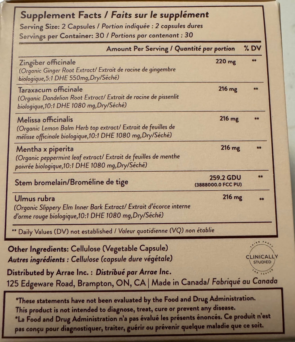 Arrae Fast-Acting Bloating Relief Digestive Enzymes, All Natural Bloat, Gas & Indigestion Relief Capsules, 60 Count - FENGGESTORE20