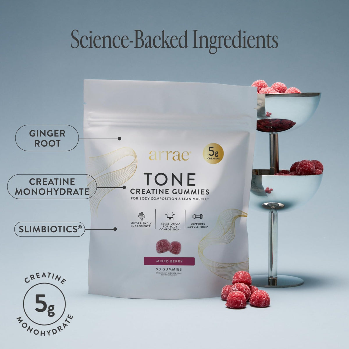 Arrae Tone Gummies – Creatine Monohydrate 5g for Women – Support Lean Muscle, Strength & Recovery – Hormone-Friendly Muscle Toning Supplement - FENGGESTORE20