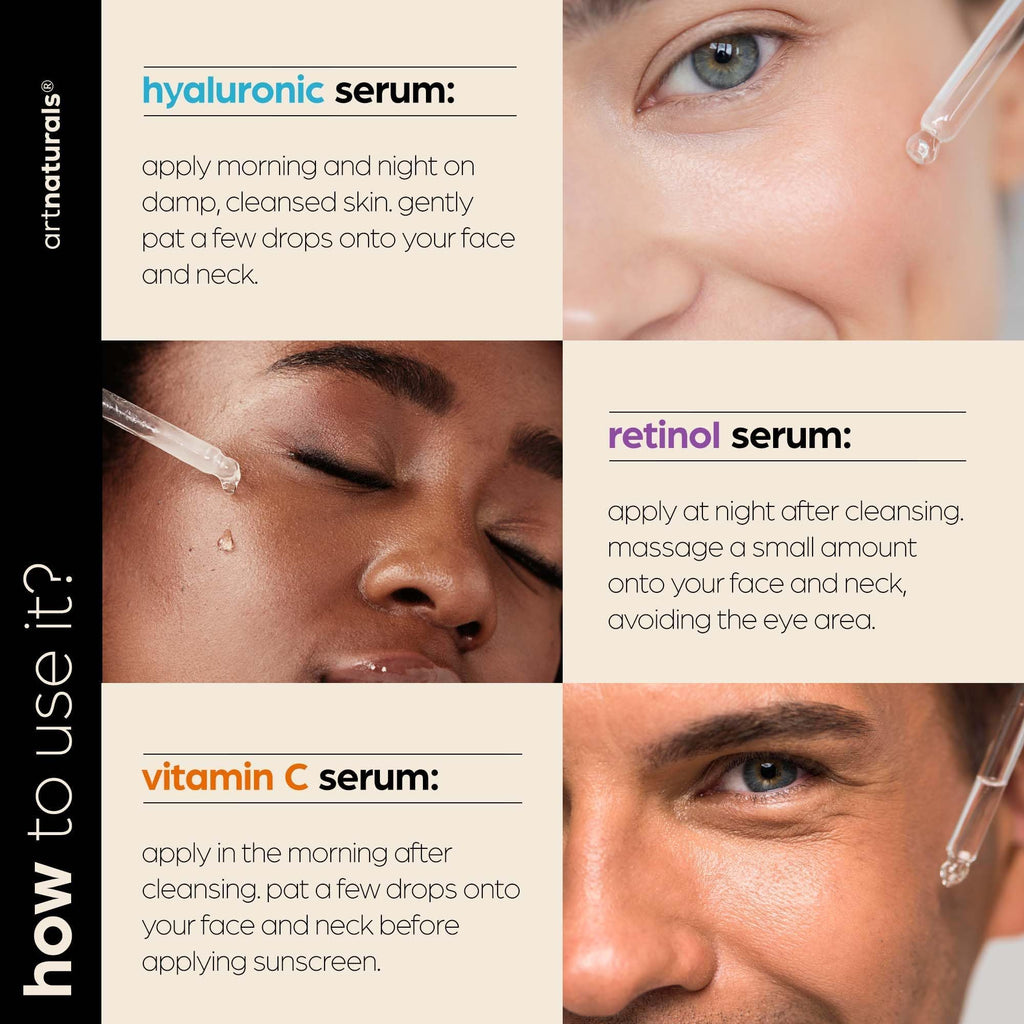artnaturals Anti-Aging-Set with Vitamin-C Retinol and Hyaluronic-Acid - (3 x 1 Fl Oz / 30ml) Serum for Anti Wrinkle and Dark Circle Remover - FENGGESTORE20