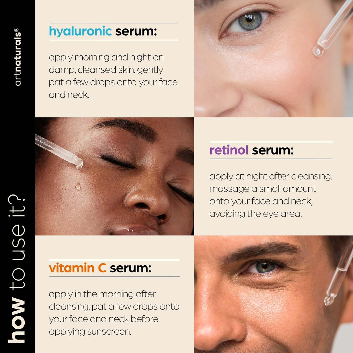 artnaturals Anti-Aging-Set with Vitamin-C Retinol and Hyaluronic-Acid - (3 x 1 Fl Oz / 30ml) Serum for Anti Wrinkle and Dark Circle Remover - FENGGESTORE20
