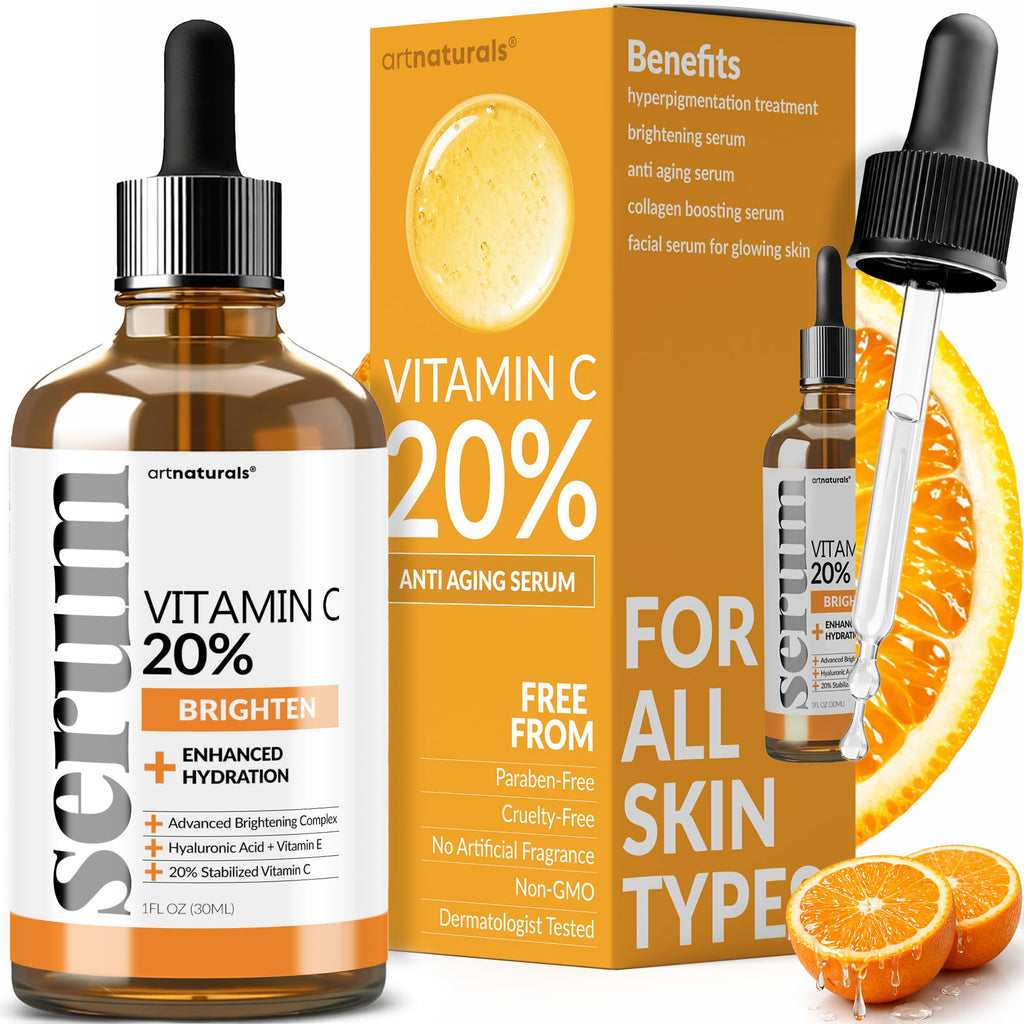 artnaturals Anti-Aging Vitamin C Serum - (1 Fl Oz / 30ml) - with Hyaluronic Acid and Vit E - Wrinkle Repairs Dark Circles, Fades Age Spots and Sun Damage - FENGGESTORE20