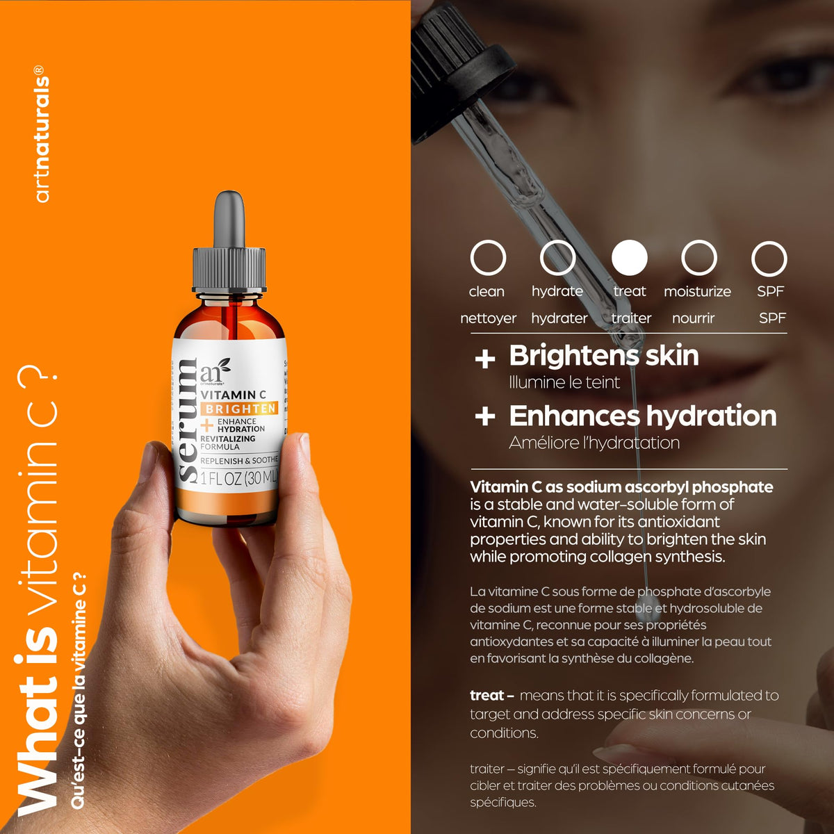 artnaturals Anti-Aging Vitamin C Serum - (1 Fl Oz / 30ml) - with Hyaluronic Acid and Vit E - Wrinkle Repairs Dark Circles, Fades Age Spots and Sun Damage - FENGGESTORE20