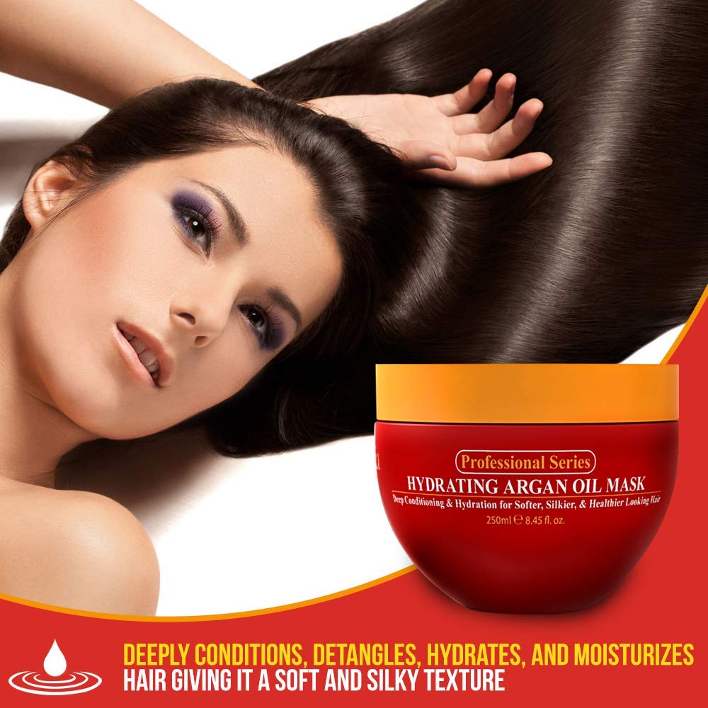 Arvazallia Hydrating Argan Oil Hair Mask and Deep Conditioner for Dry or Damaged Hair (8.45 oz Jar) - FENGGESTORE20