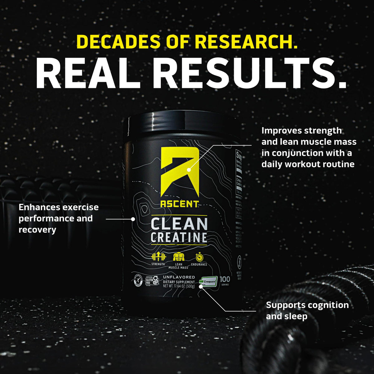 Ascent Clean Creatine Monohydrate Powder - 5G Per Serving, Creapure Creatine Supplement - Unflavored, 100 Servings - FENGGESTORE20
