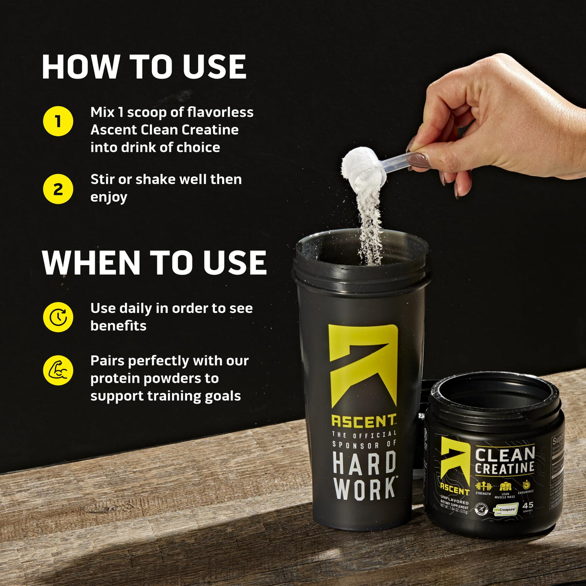 Ascent Clean Creatine Monohydrate Powder - 5G Per Serving, Creapure Supplement - Unflavored, 45 Servings - FENGGESTORE20