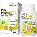 Ascuoli Probiotics for Women & Men - 300 Billion CFU, 24 Strains Probiotics + 15 Organic Herbs Blend, Daily Probiotic for Digestive Health, - FENGGESTORE20