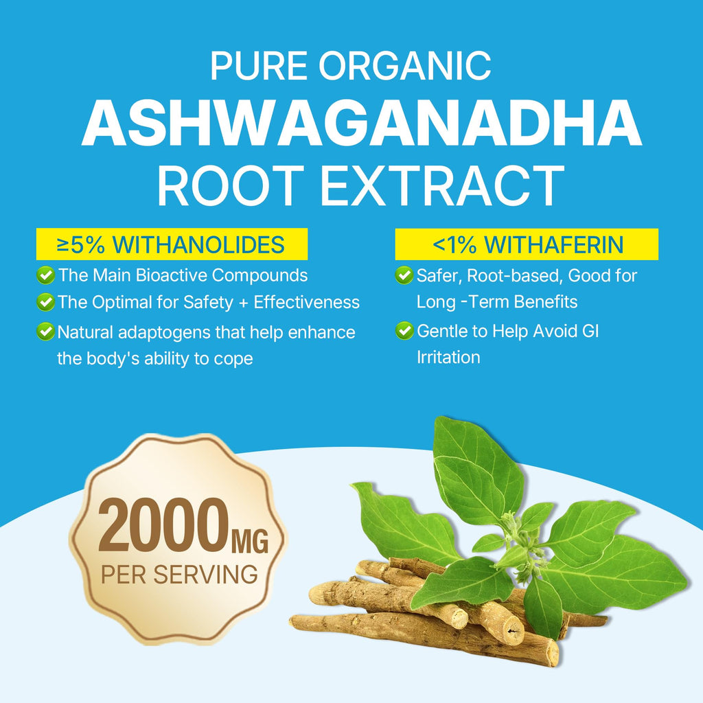 Ashwagandha Gummies 2000mg for Women Men - Sugar Free, Vegan - Organic Ashwagandha Root Extract Supplements Gummy & Vitamin D3 - FENGGESTORE20