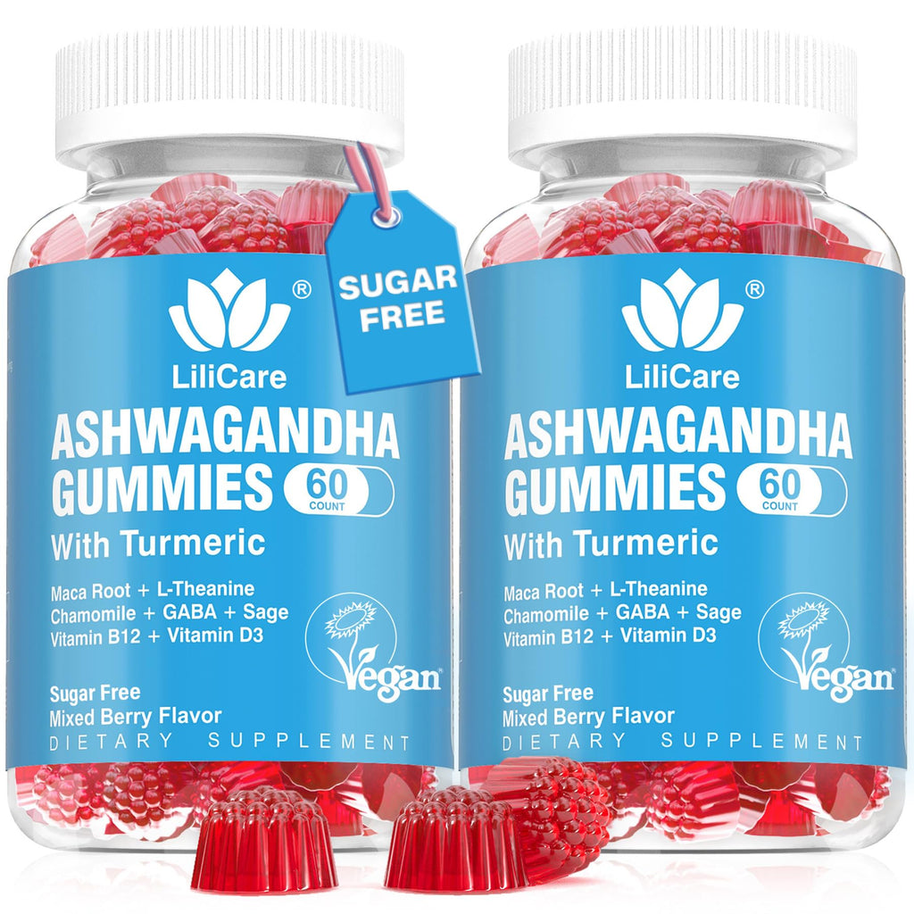 Ashwagandha Gummies 2000mg for Women Men - Sugar Free, Vegan - Organic Ashwagandha Root Extract Supplements Gummy & Vitamin D3 - FENGGESTORE20