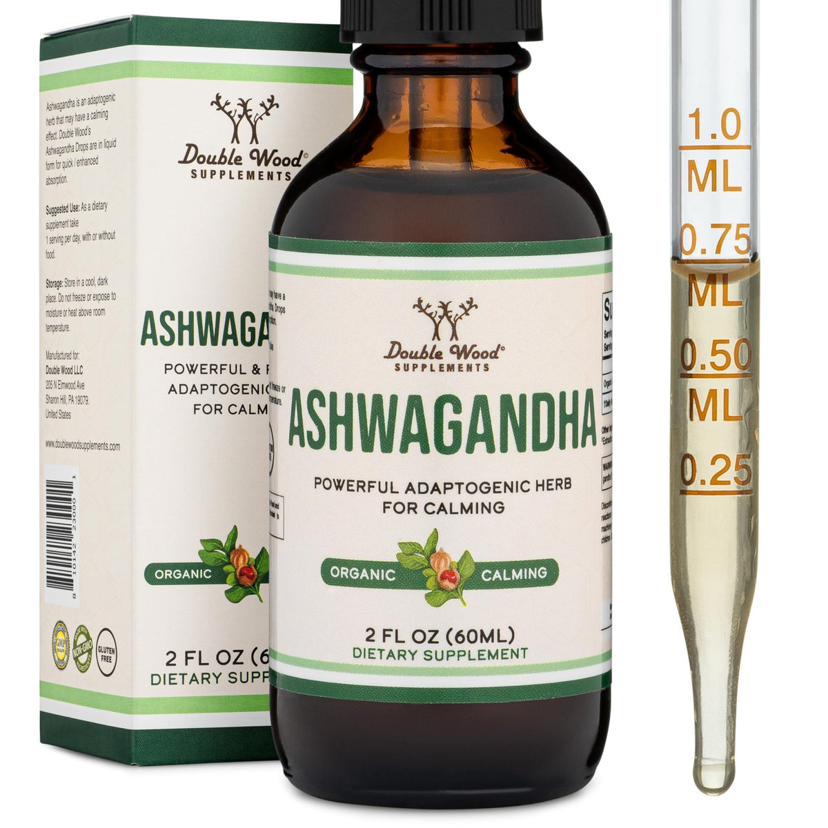 Ashwagandha Organic Drops for Stress Relief (1,200mg, 60 Servings) Ashwagandha Tincture for Adrenal Support and Cortisol Manager - FENGGESTORE20