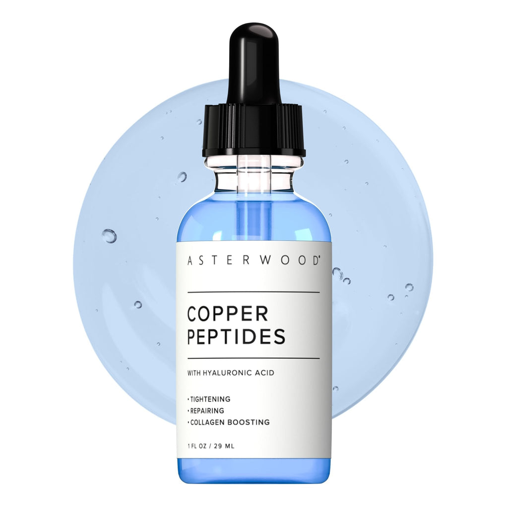 Asterwood Copper Peptides Serum for Face - with GHK-Cu Peptide and Hyaluronic Acid - Anti-Aging Facial Serum - 1 Fl Oz - FENGGESTORE20