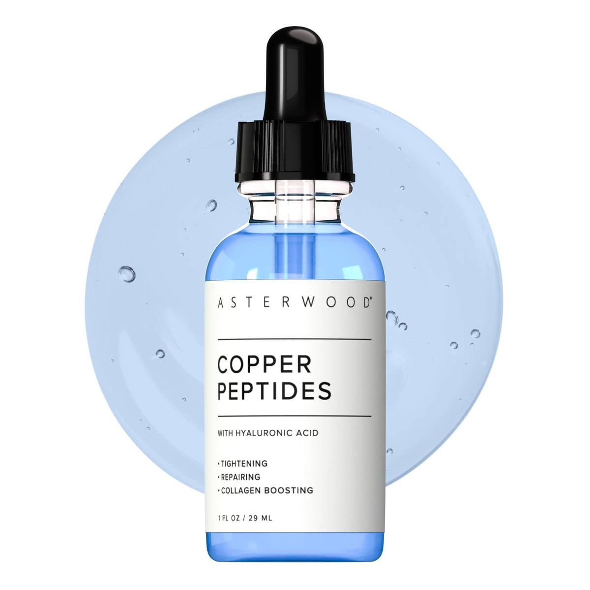 Asterwood Copper Peptides Serum for Face - with GHK-Cu Peptide and Hyaluronic Acid - Anti-Aging Facial Serum - 1 Fl Oz - FENGGESTORE20