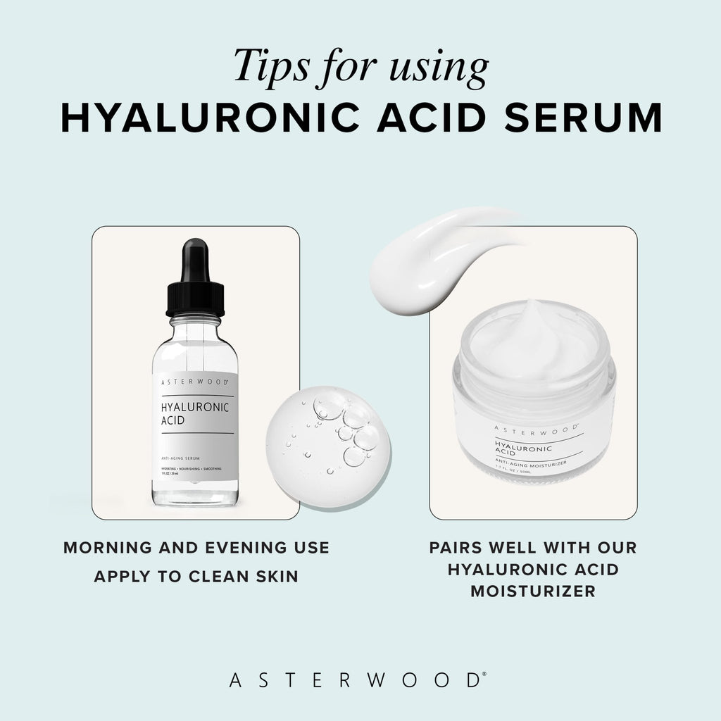 Asterwood Hyaluronic Acid Serum for Face - Plumping, Anti-Aging, Hydrating - Fragrance-Free - 1 Fl Oz - FENGGESTORE20