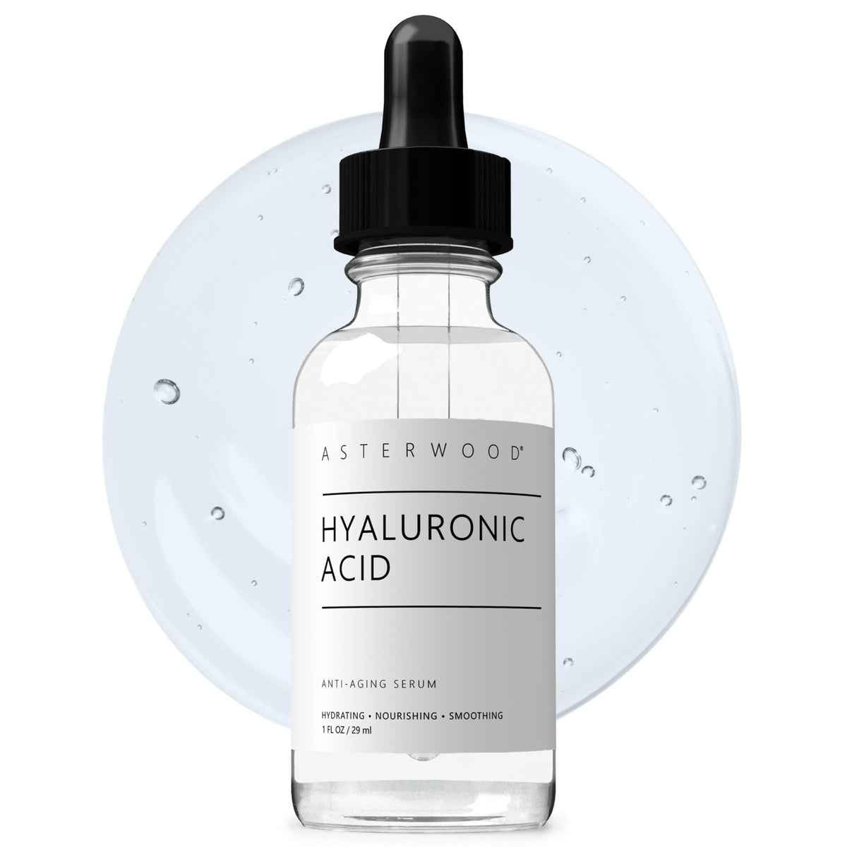Asterwood Hyaluronic Acid Serum for Face - Plumping, Anti-Aging, Hydrating - Fragrance-Free - 1 Fl Oz - FENGGESTORE20