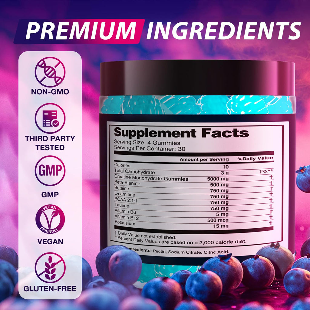 Asumtal Creatine Monohydrate Gummies Complex 8500 MG for Men & Women, Creatine Monohydrate Supplement for Muscle Growth, Strength & Energy Support - FENGGESTORE20