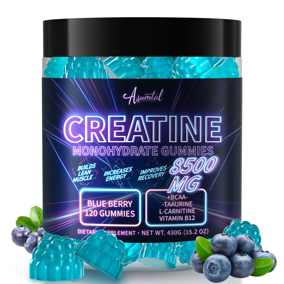 Asumtal Creatine Monohydrate Gummies Complex 8500 MG for Men & Women, Creatine Monohydrate Supplement for Muscle Growth, Strength & Energy Support - FENGGESTORE20