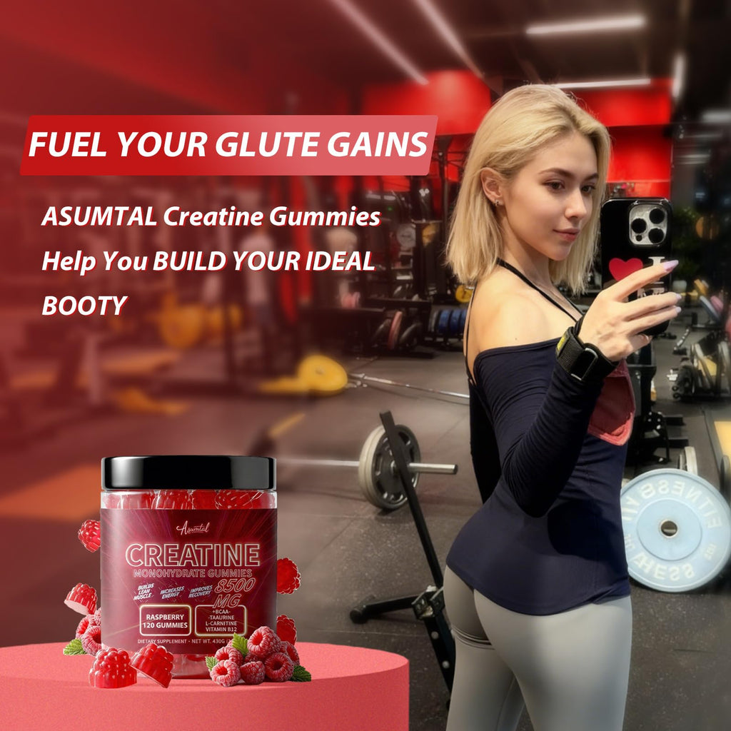 Asumtal Creatine Monohydrate Gummies for Men & Women, Creatine Monohydrate Supplement for Muscle Growth, Strength & Energy Support - FENGGESTORE20