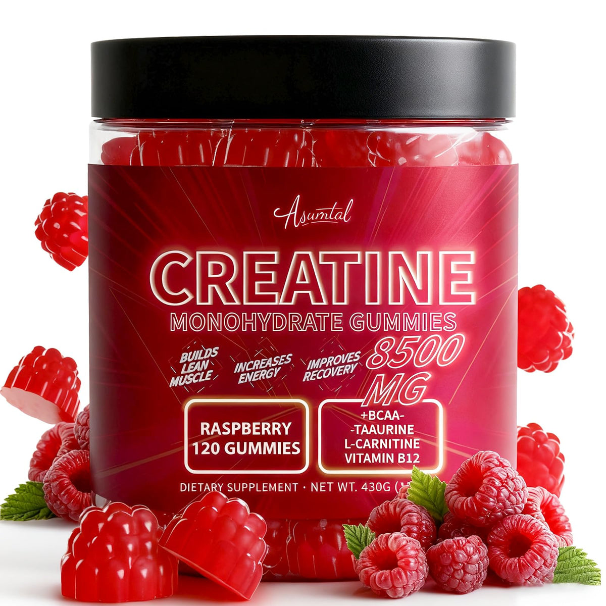 Asumtal Creatine Monohydrate Gummies for Men & Women, Creatine Monohydrate Supplement for Muscle Growth, Strength & Energy Support - FENGGESTORE20