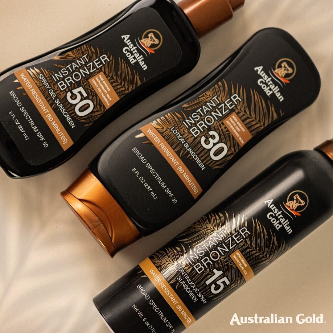 Australian Gold Spray Gel Sunscreen with Instant Bronzer SPF 50, 8 Ounce | Moisturize & Hydrate Skin - FENGGESTORE20