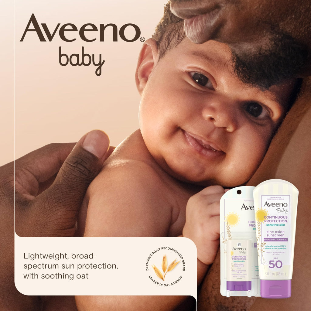Aveeno Baby Continuous Protection Zinc Oxide Mineral Sunscreen Lotion for Sensitive Skin - FENGGESTORE20