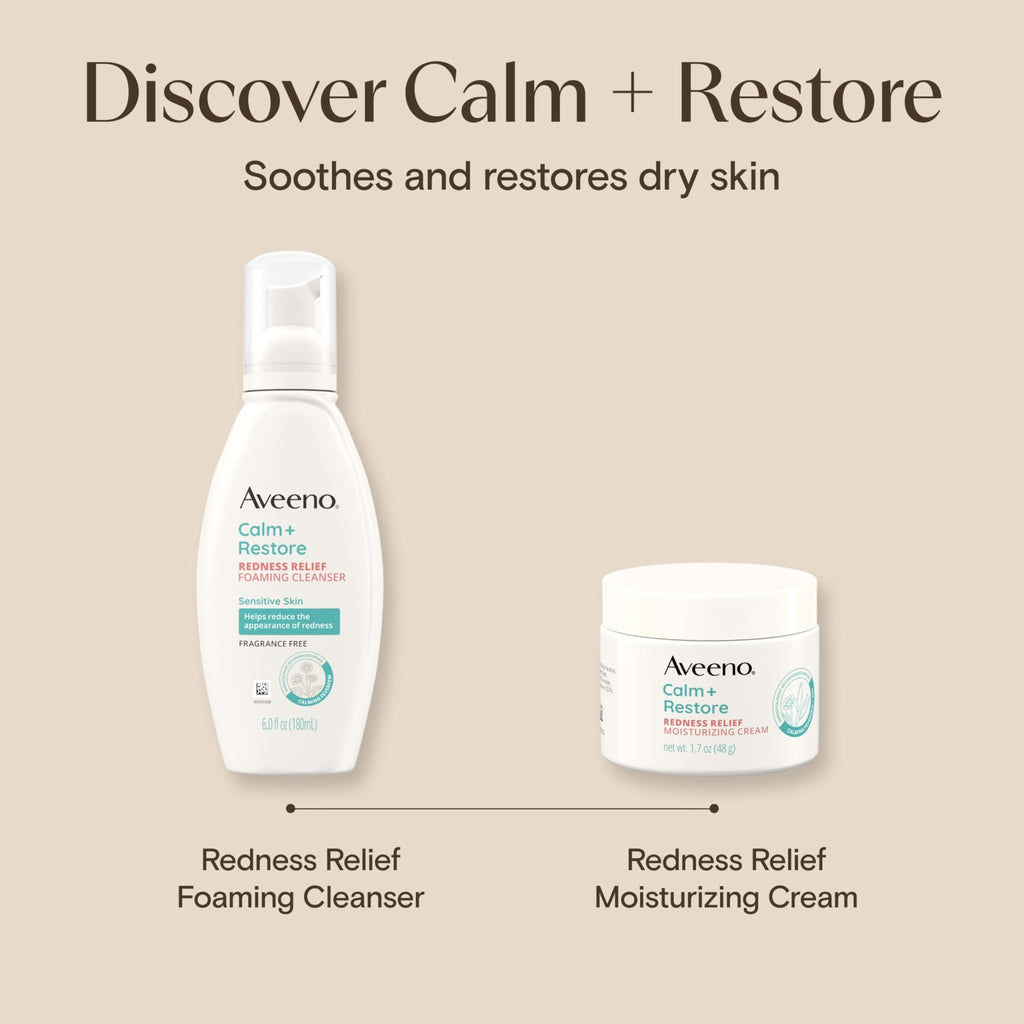 Aveeno Calm + Restore Facial Moisturizer Face Cream for Redness Relief, Non-Comedogenic - FENGGESTORE20