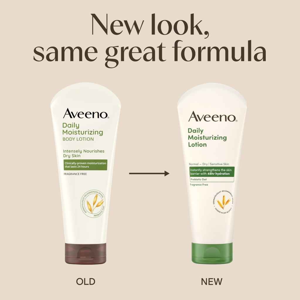 Aveeno Daily Moisturizing Body Lotion, Body Lotion for Dry Skin with Prebiotic Oat, Paraben - FENGGESTORE20
