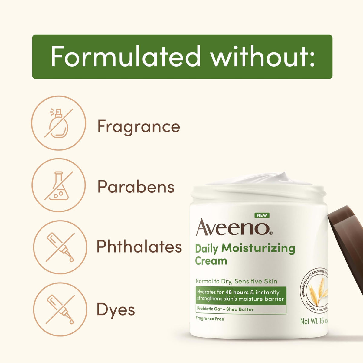 Aveeno Daily Moisturizing Cream with Prebiotic Oat & Shea Butter for Body, Face & Hands Moisturizer Cream - FENGGESTORE20