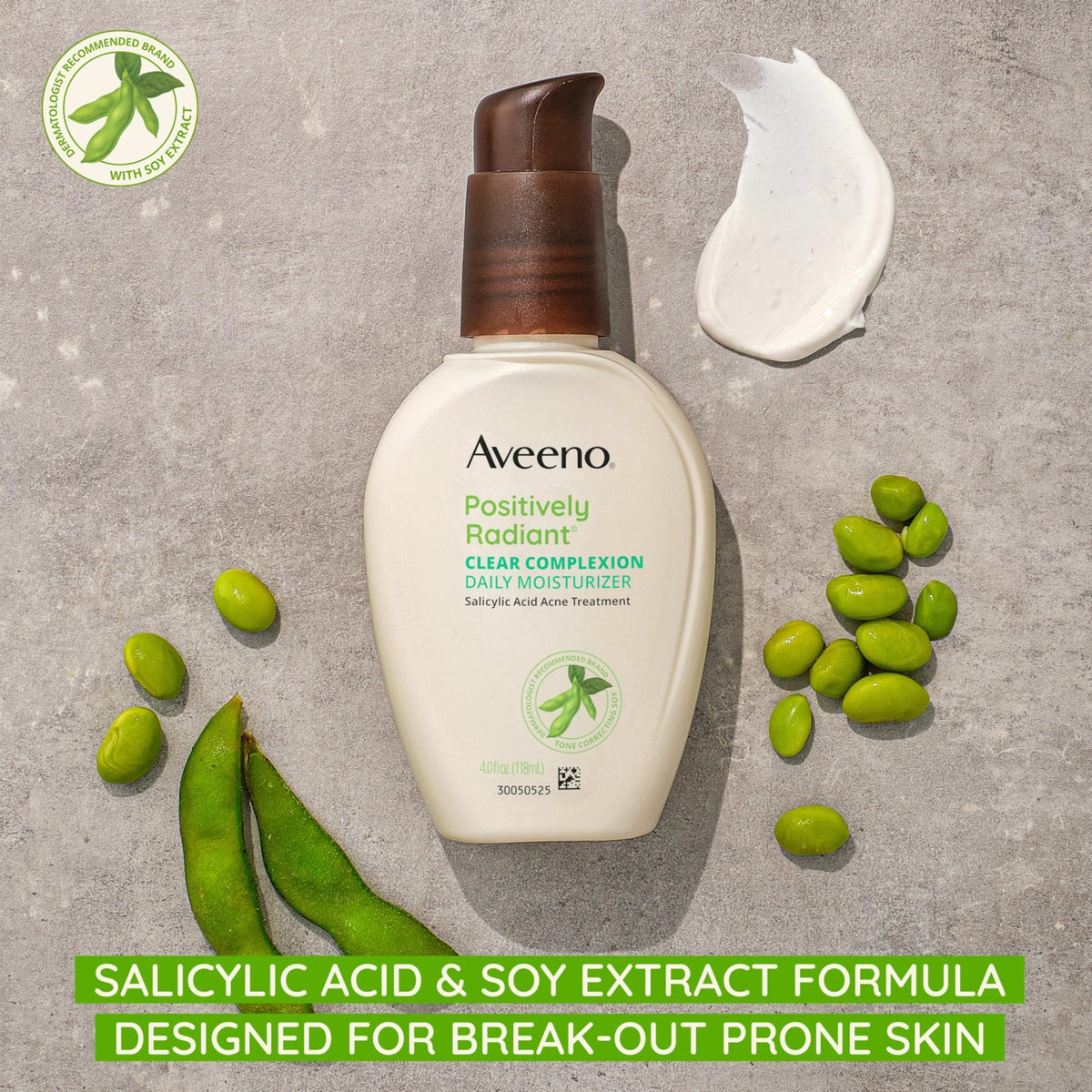 Aveeno Positively Radiant Clear Complexion Face Moisturizer, Acne Facial Moisturizer with Soy and Salicylic Acid for Oily Skin, Hypoallergenic Formula - FENGGESTORE20