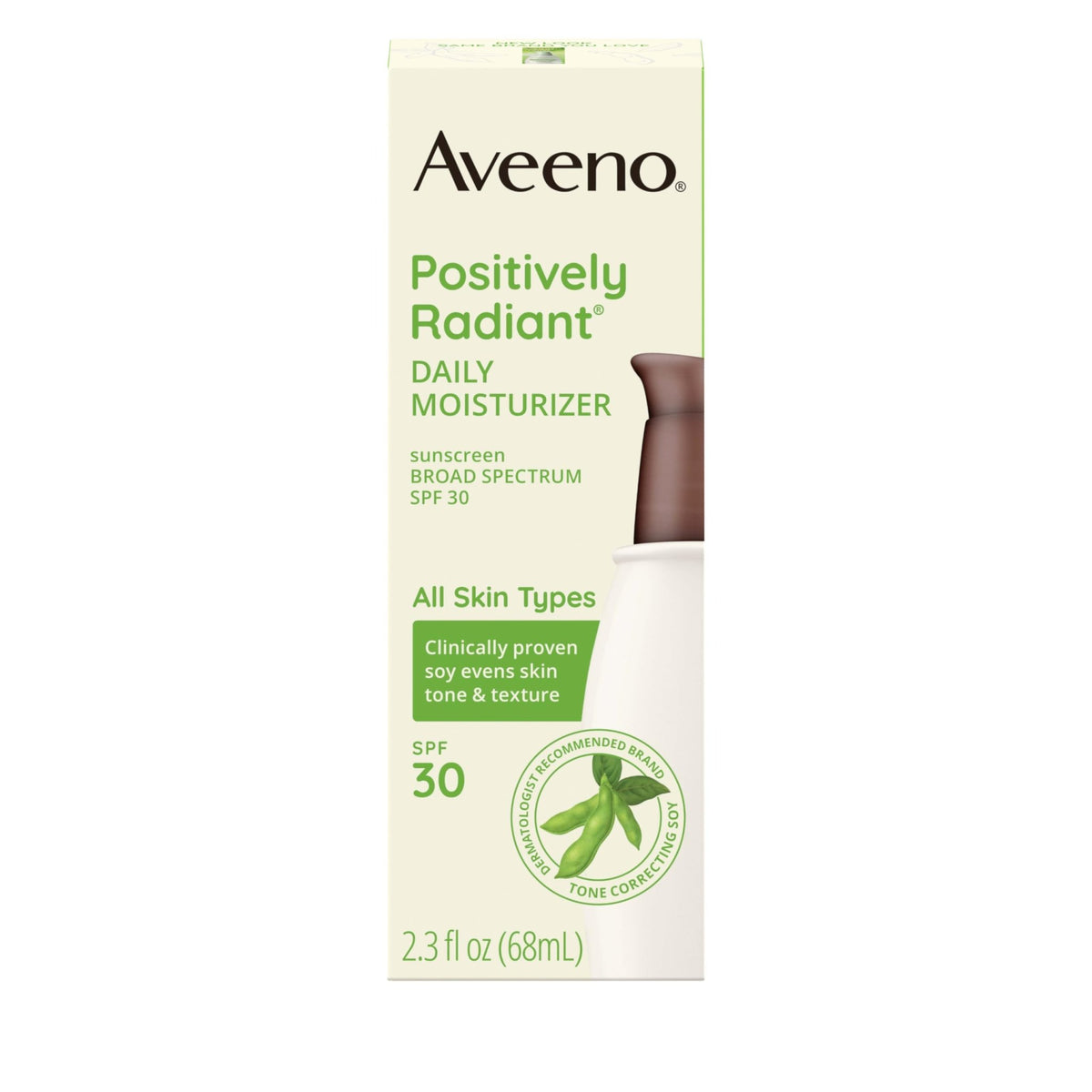 Aveeno Positively Radiant Face Moisturizer with SPF 30 Sunscreen, Hydrating Facial Moisturizer with Soy Extract to Visibly Improve Skin Tone and Texture - FENGGESTORE20