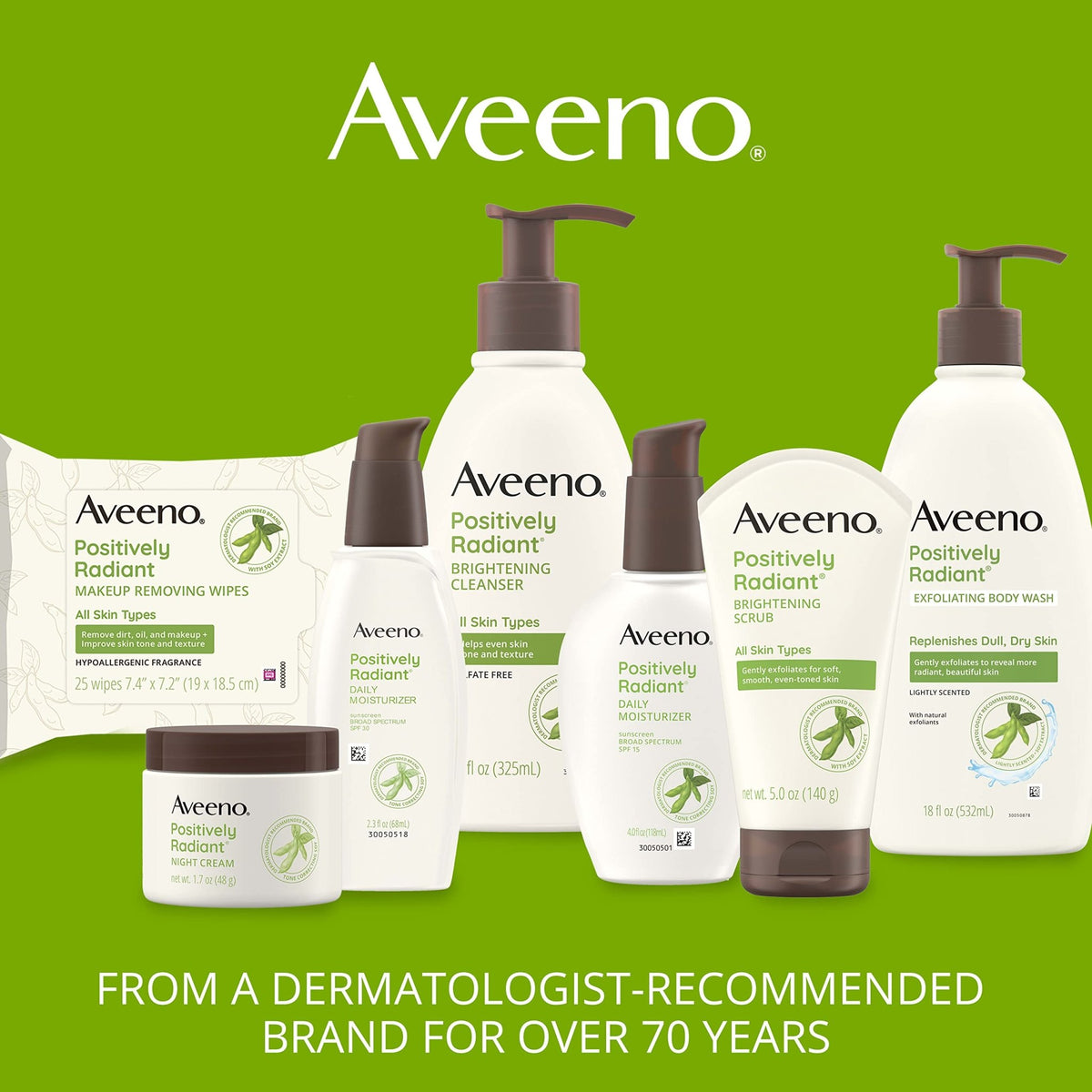 Aveeno Positively Radiant Face Moisturizer with SPF 30 Sunscreen, Hydrating Facial Moisturizer with Soy Extract to Visibly Improve Skin Tone and Texture - FENGGESTORE20
