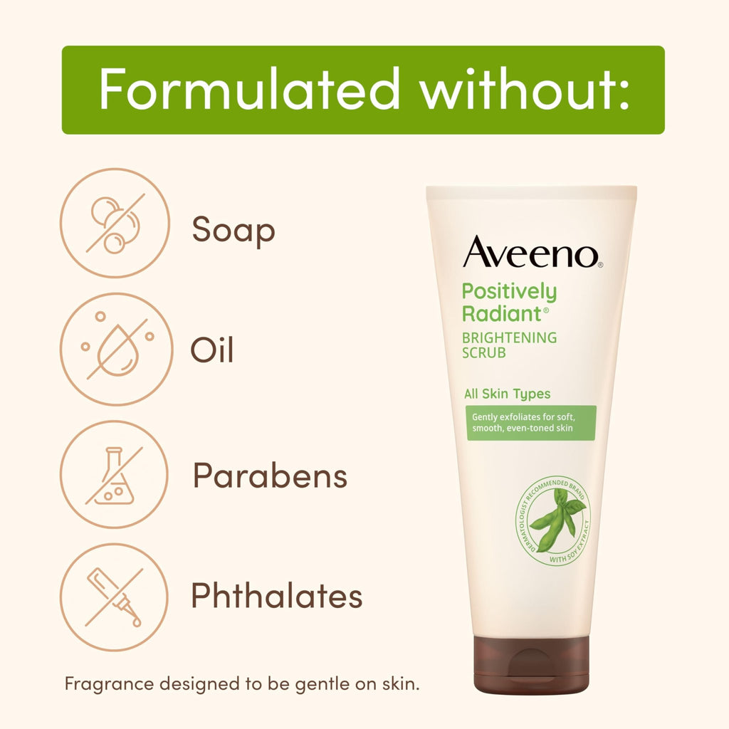 Aveeno Positively Radiant Skin Brightening Daily Facial Scrub with Moisture-Rich Soy Extract - FENGGESTORE20