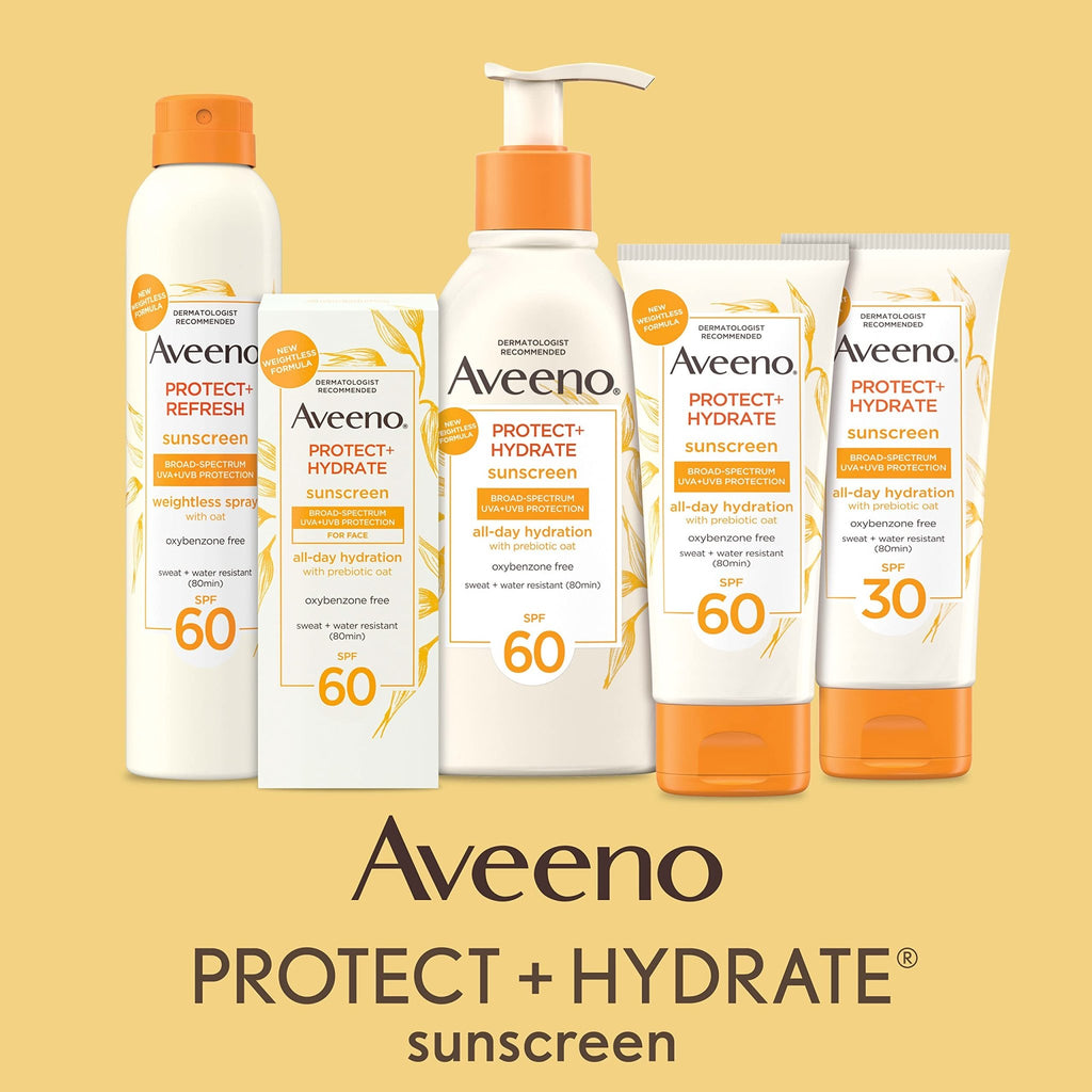 Aveeno Protect + Hydrate Face Sunscreen, SPF 60 Broad Spectrum, for Sensitive Skin, Travel Size, Water Resistant - FENGGESTORE20