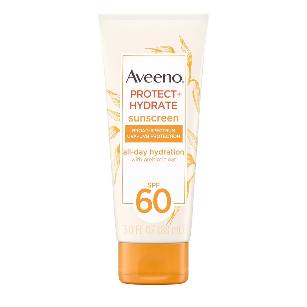 Aveeno Protect + Hydrate Moisturizing Body Sunscreen Lotion with Broad Spectrum SPF 60 & Prebiotic Oat, Weightless & Refreshing Feel - FENGGESTORE20