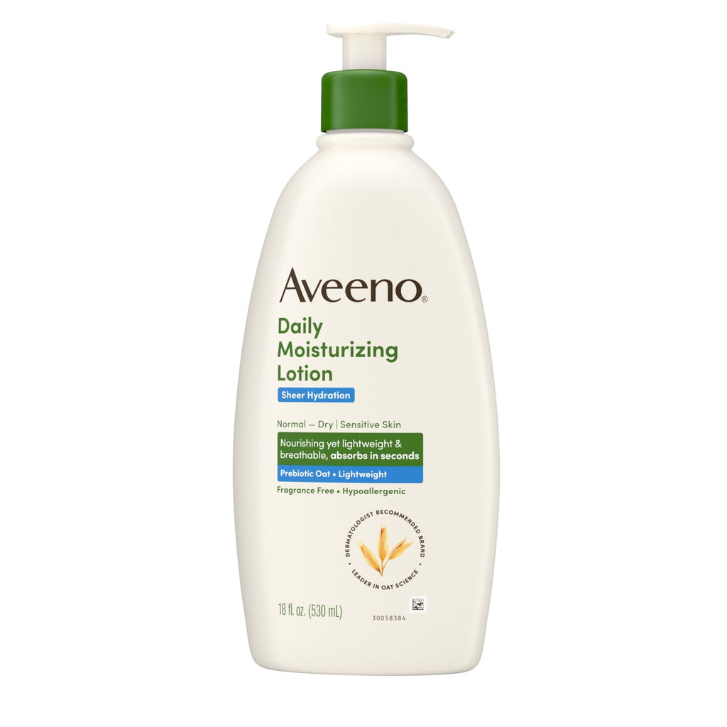 Aveeno Sheer Hydration Fragrance-Free Daily Moisturizing Lotion with Prebiotic Oat for Dry Skin, Lightweight - FENGGESTORE20