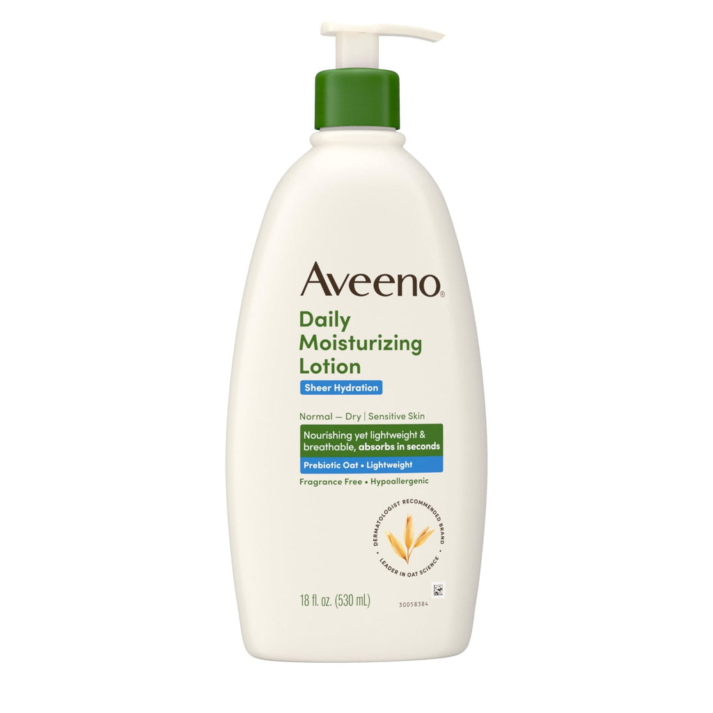 Aveeno Sheer Hydration Fragrance-Free Daily Moisturizing Lotion with Prebiotic Oat for Dry Skin, Lightweight - FENGGESTORE20