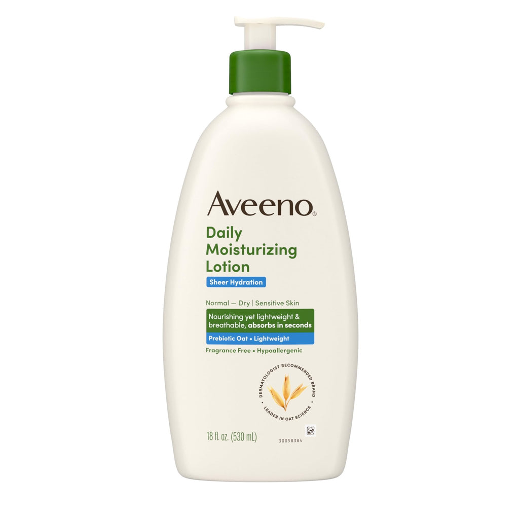 Aveeno Sheer Hydration Fragrance-Free Daily Moisturizing Lotion with Prebiotic Oat for Dry Skin, Lightweight - FENGGESTORE20