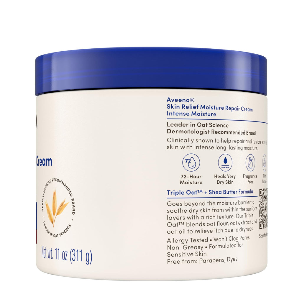Aveeno Skin Relief Intense Moisture Repair Body Cream with Triple Oat & Shea Butter Formula, Helps Heal, Repair & Restore Very Dry Skin - FENGGESTORE20