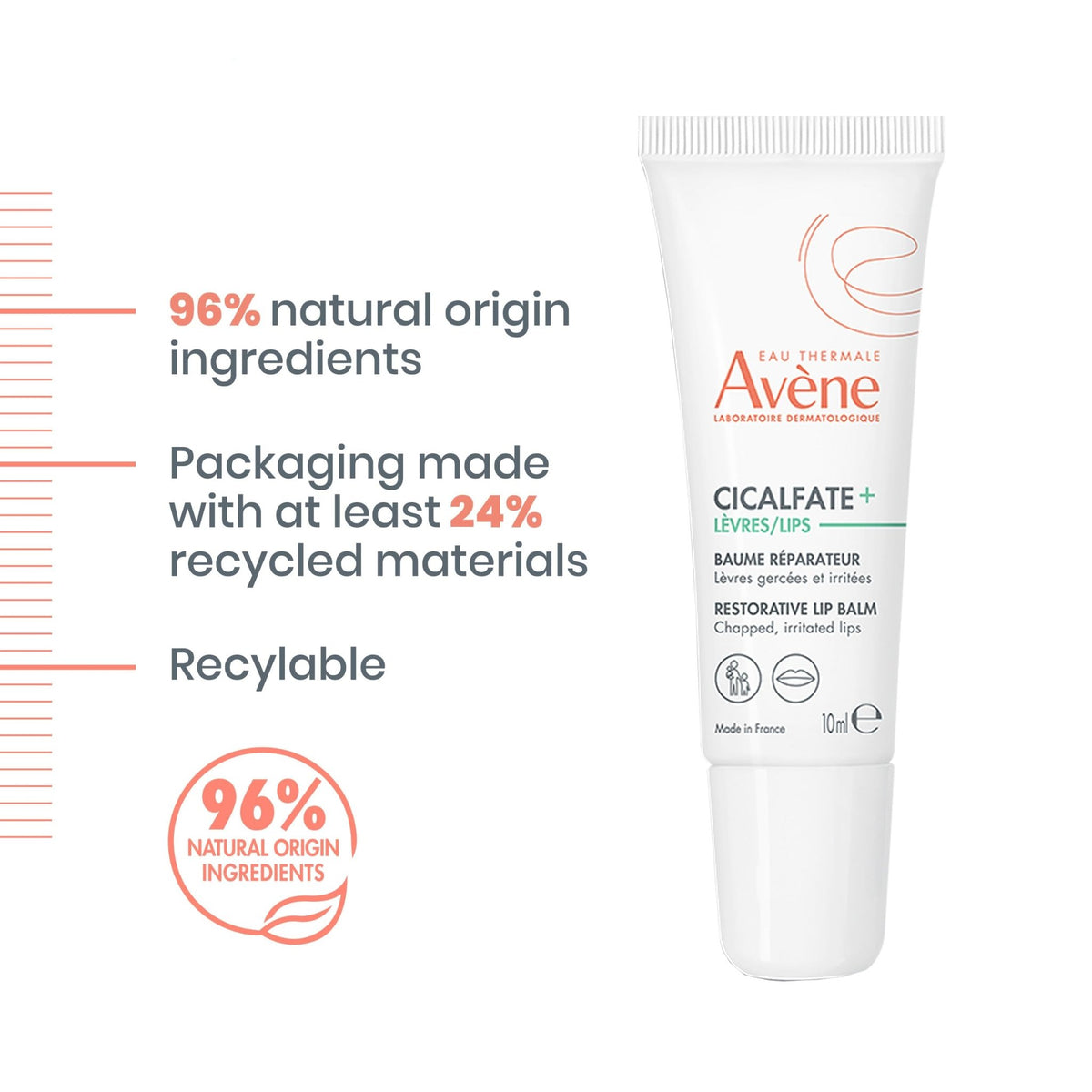 Avène Cicalfate Restorative Lip Cream, Long Lasting Moisture to Soothe Dry, Cracked Lips - FENGGESTORE20