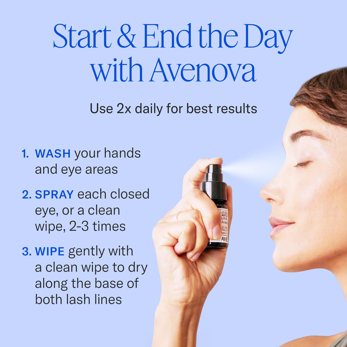 Avenova Eyelid and Eyelash Cleanser Spray - 20ml Bottle - Gentle Everyday Pure Hypochlorous Acid Spray for Eye Irritation - FENGGESTORE20