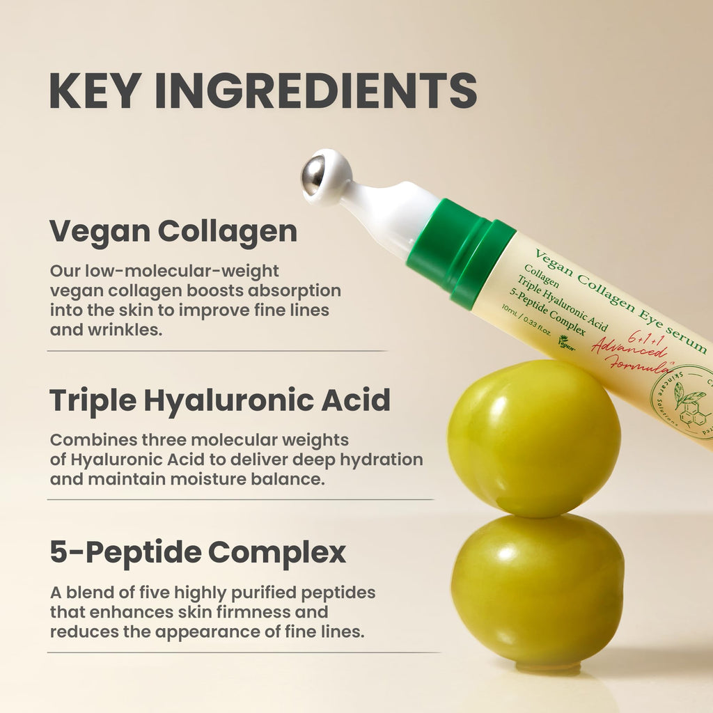 AXIS-Y Vegan Collagen Eye Serum - K Beauty Triple Hyaluronic Acid & Peptide Collagen Serum Improve Skin Elasticity, Reduce Fine Lines & Dark Circles - FENGGESTORE20