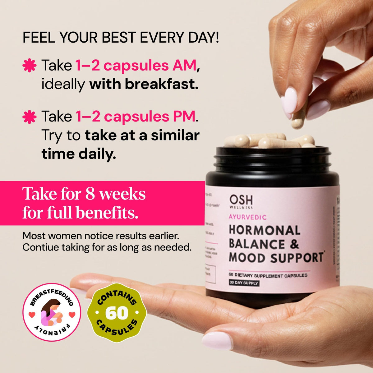 Ayurvedic Hormone Balance for Women | Cortisol Reducer | Mood, Energy, & Sleep Support | Regulates Estrogen | Stress Relief | Ashwagandha, Rhodiola, & Shatavari - FENGGESTORE20