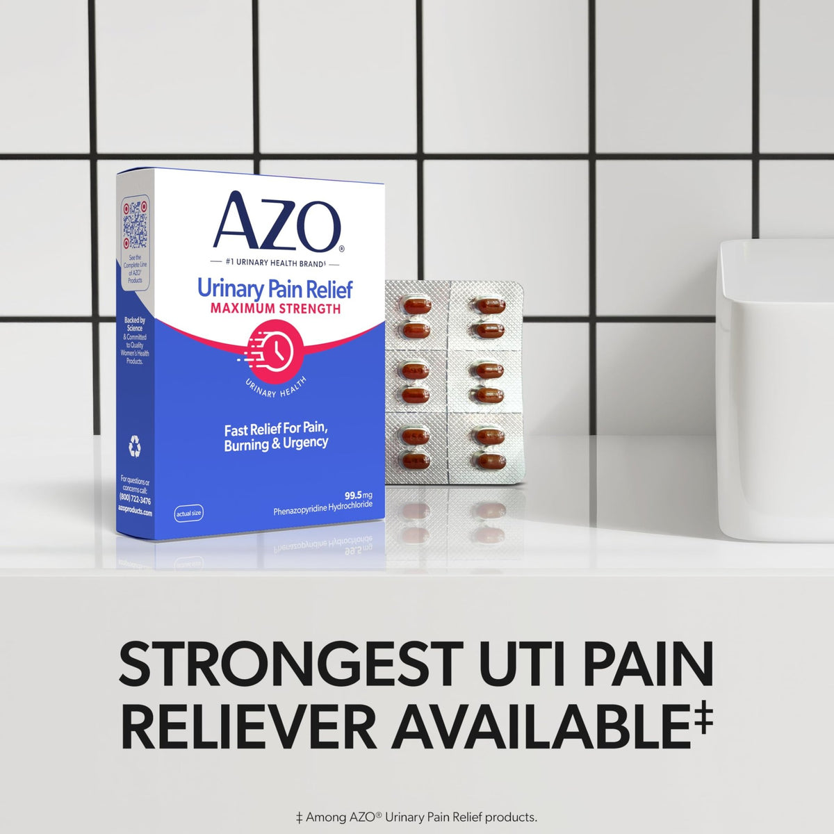 Azo Urinary Pain Relief Maximum Strength, Fast Relief Of Uti Pain, Burning & Urgency, Targets Source Of Pain, #1 Most Trusted Brand, 24 Tablets - FENGGESTORE20