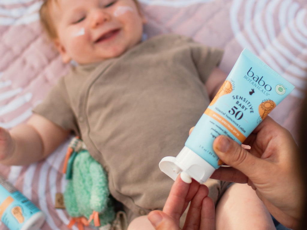 Babo Botanicals Sensitive Baby Mineral Sunscreen Lotion SPF50 - Natural Zinc Oxide - Face & Body - Fragrance-Free - Water-Resistant - FENGGESTORE20