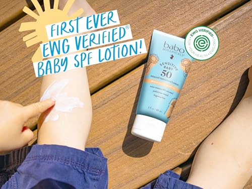 Babo Botanicals Sensitive Baby Mineral Sunscreen Lotion SPF50 - Natural Zinc Oxide - Face & Body - Fragrance-Free - Water-Resistant - FENGGESTORE20